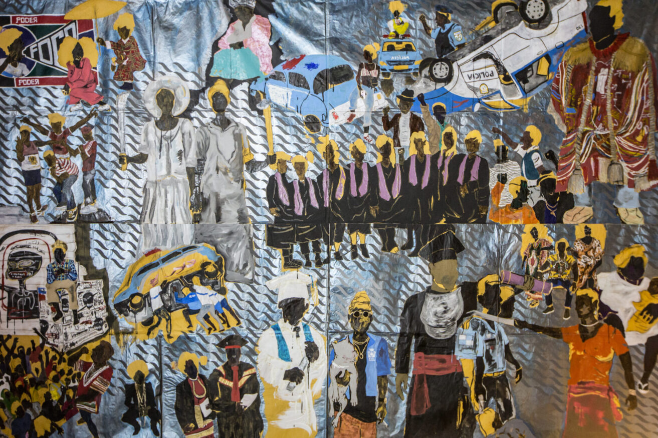  Obra(s) por Maxwell Alexandre.  Da atividade Manjar: Lucia Laguna, Mariwô, Maxwell Alexandre, Tantão. 